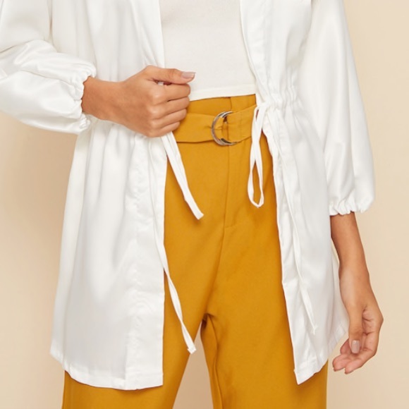 White open front drawstring cardigan - Picture 5 of 6